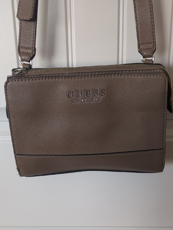 Guess Handbags - Guess Brown Leather-Look Crossbody Bag